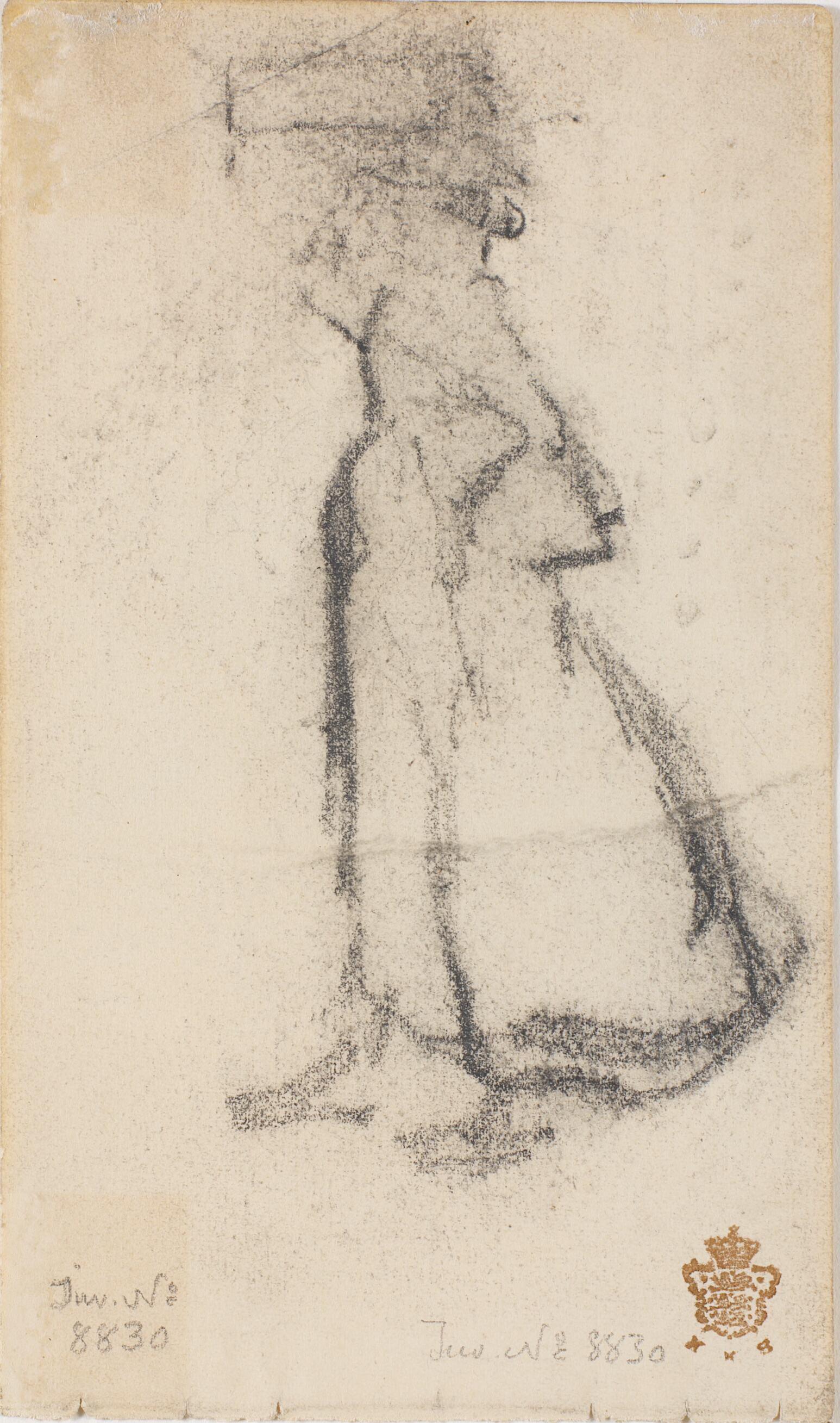 Pige med kurv på hovedet